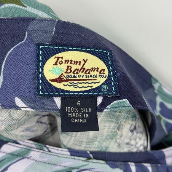 Tommy Bahama Size 6 100% Silk Floral Wrap Skirt Blue Green Pool Coverup - Picture 7 of 8